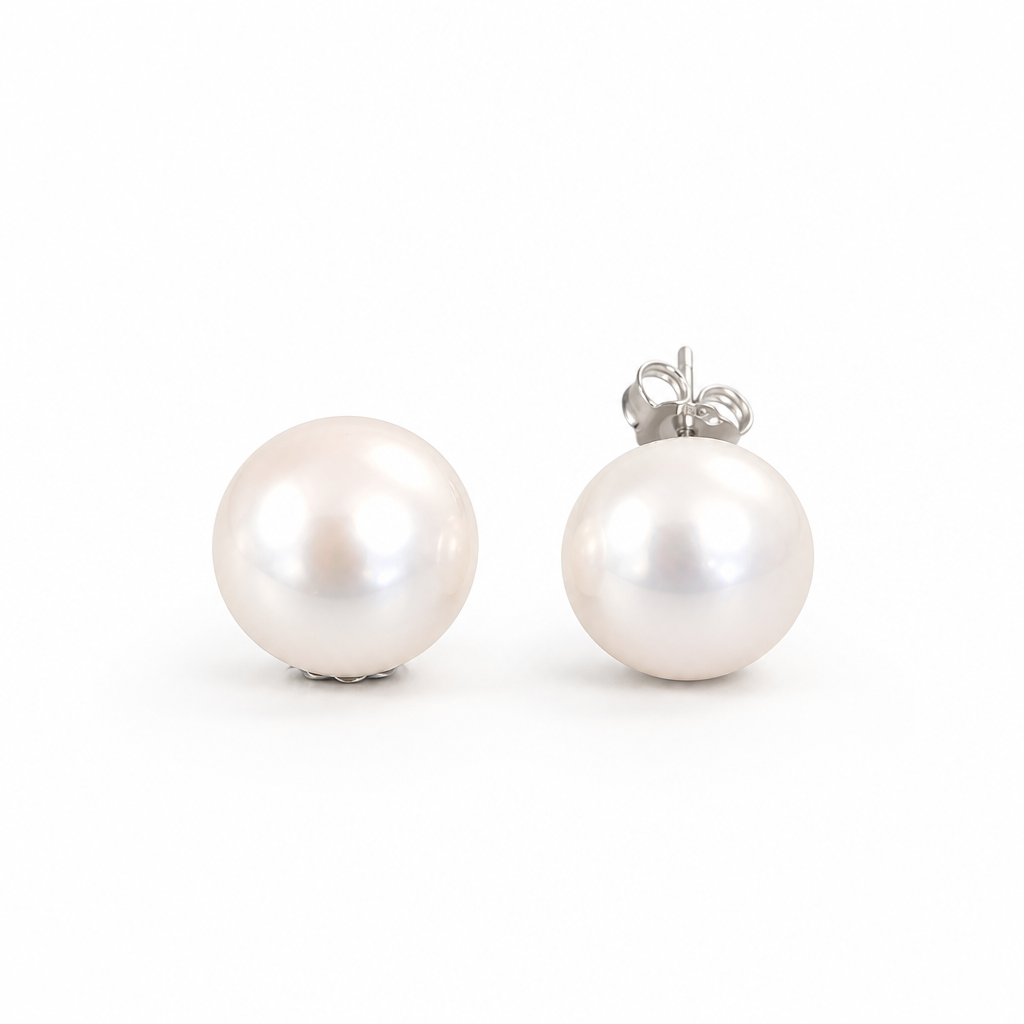 10mm Natural Pearl Stud (Bridal, Everyday, Special Occasion)