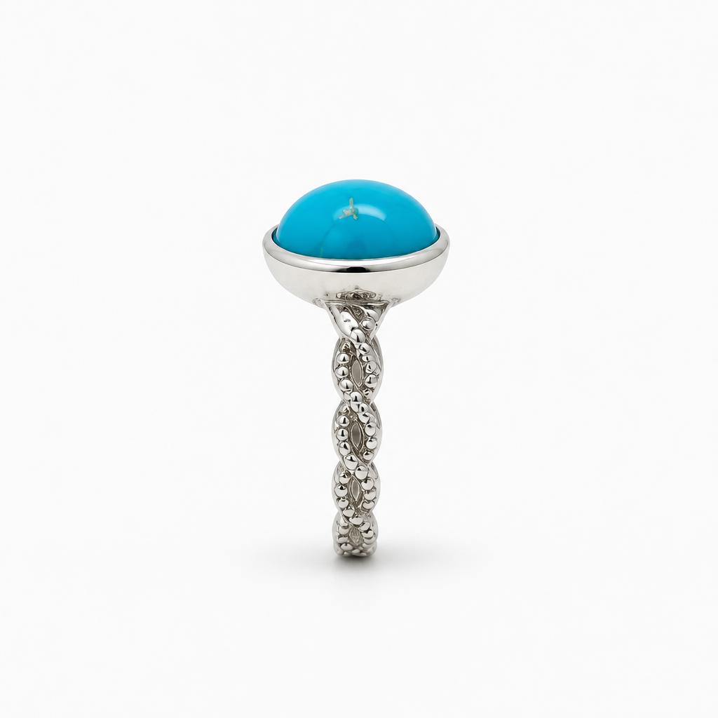 Sterling Silver Size 8 Bradied Shank Sleeping Beauty Turquoise (Arizona Mine)