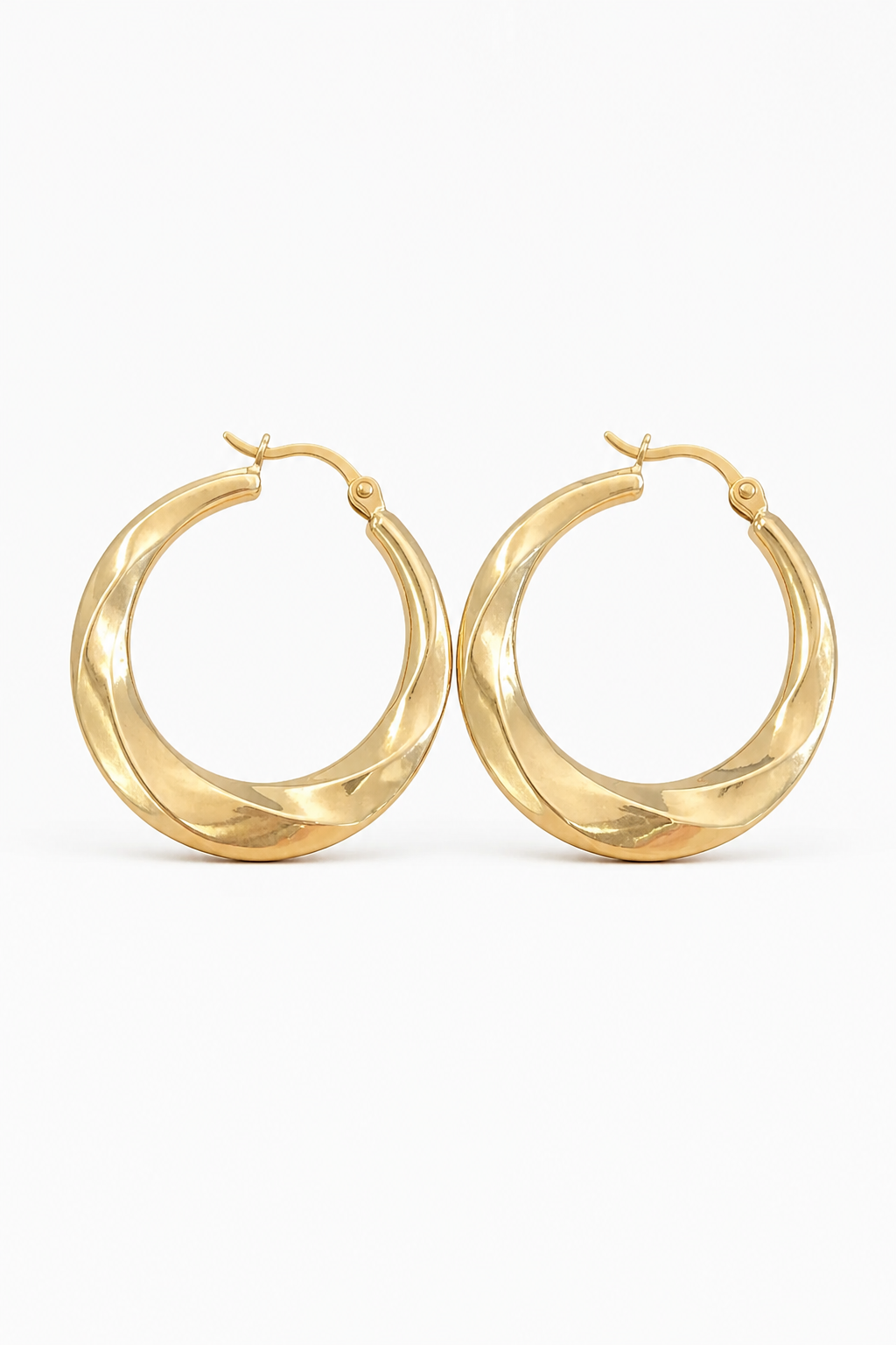 14K High Polish Wavy Look Hoops