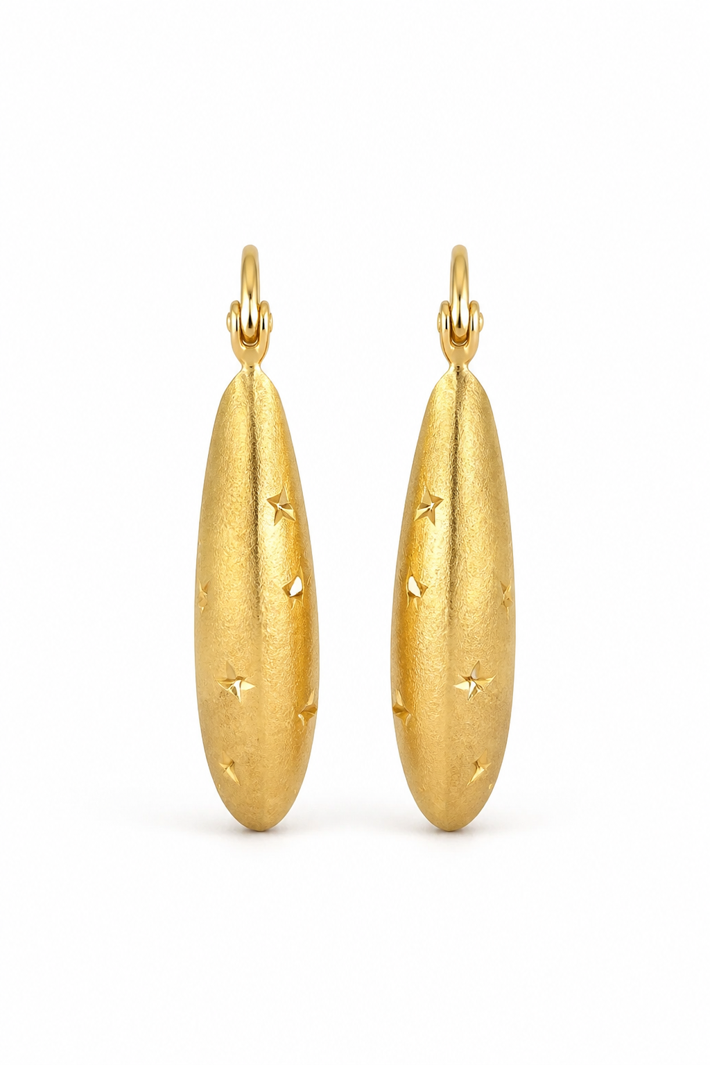 14K Diamond Cut Hoops Stars Half Moon