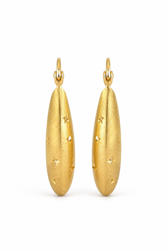 14K Diamond Cut Hoops Stars Half Moon