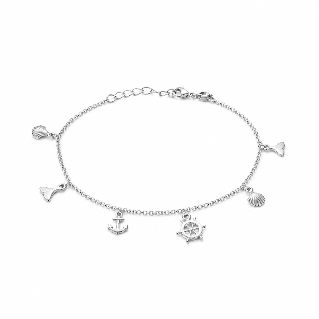 Anklet - Sterling Silver Nautical Charms
