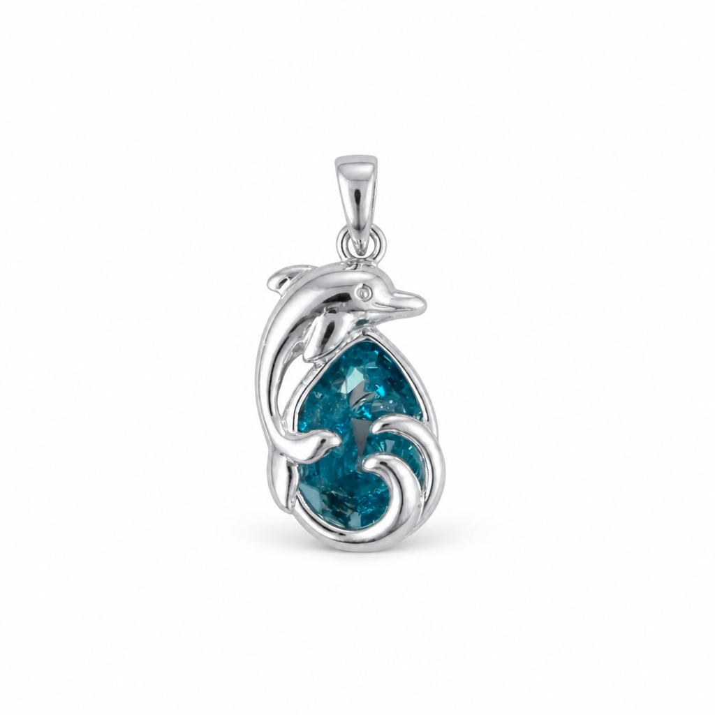 Sterling Silver Crystal Dolphin Pendant