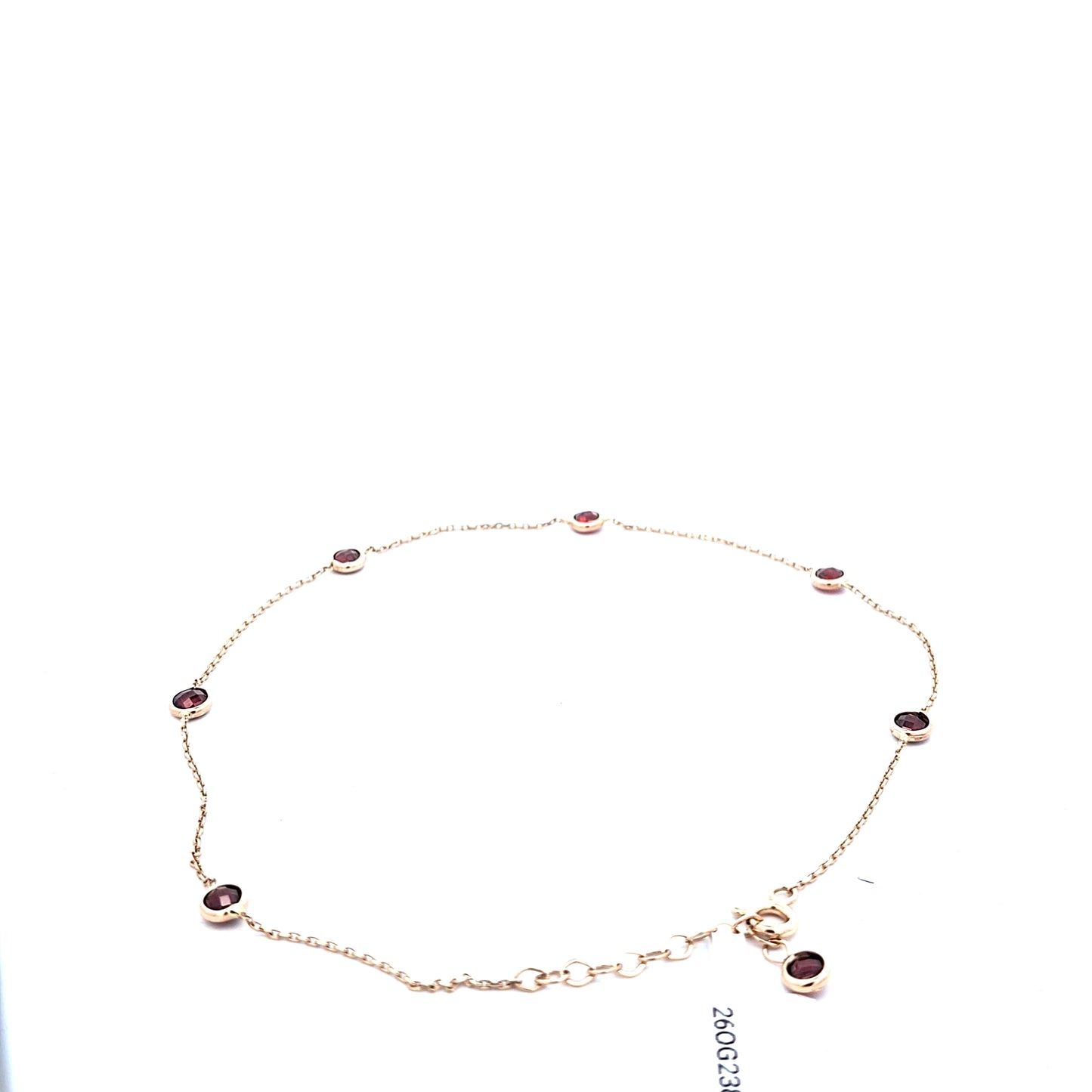 14Karat Stage Red Stone Anklet 11.5"