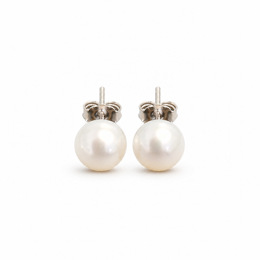 7mm Natural Pearl Stud (Bridal, Everyday, Special Occasion)