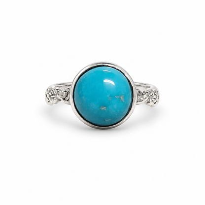 Sterling Silver Size 8 Bradied Shank Sleeping Beauty Turquoise (Arizona Mine)