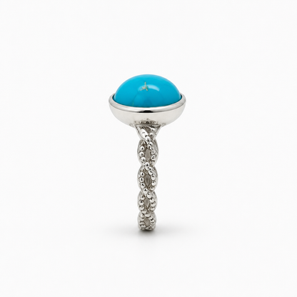 Sterling Silver Size 8 Bradied Shank Sleeping Beauty Turquoise (Arizona Mine)