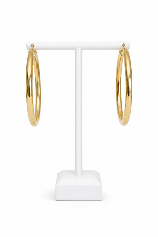 14K High Polished 50mm Hoops