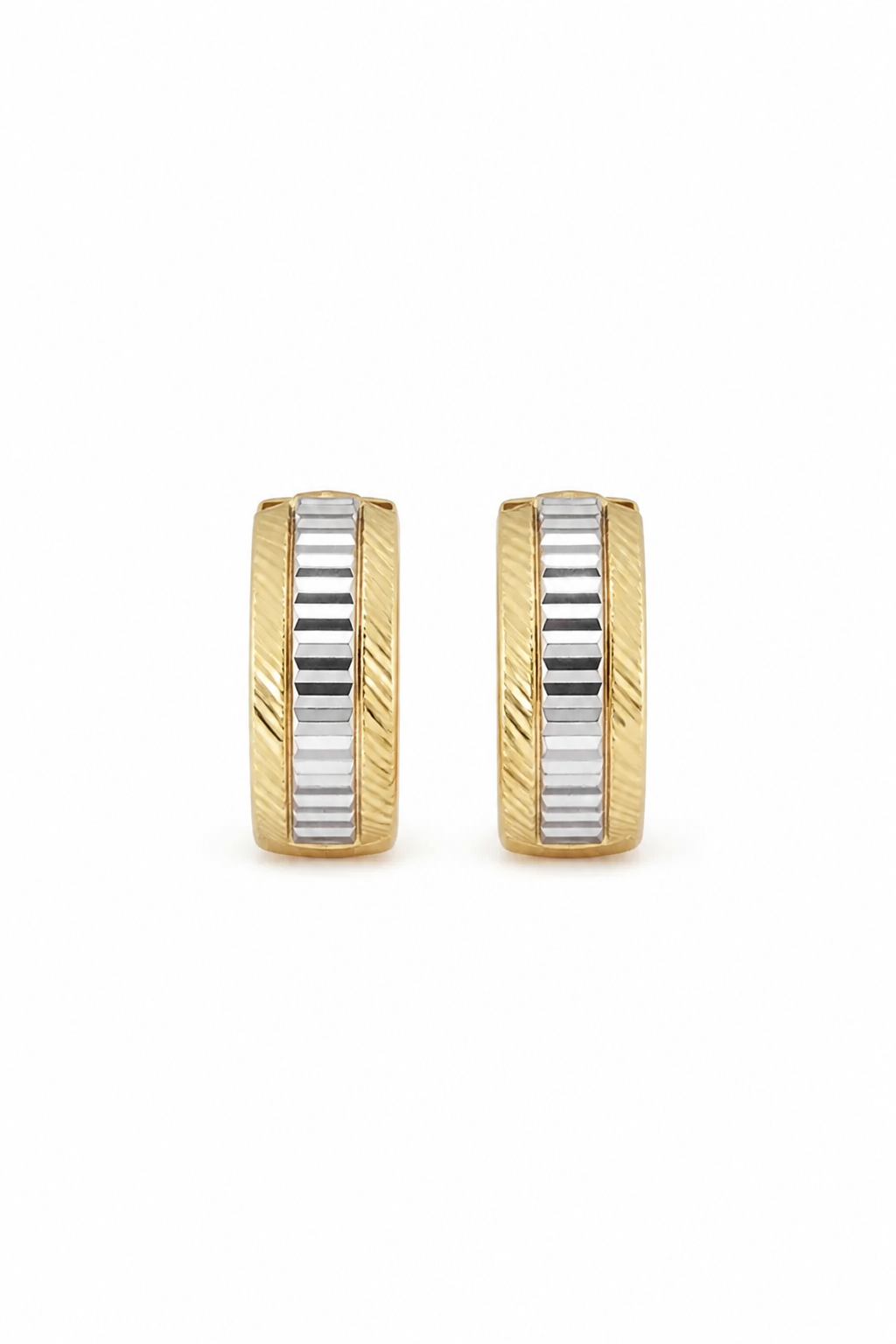14K Diamond Cut Huggie