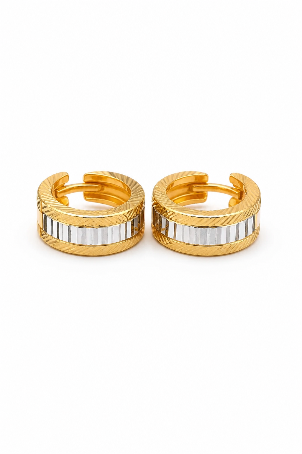 14K Diamond Cut Huggie
