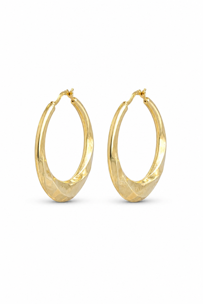 14K High Polish Wavy Look Hoops