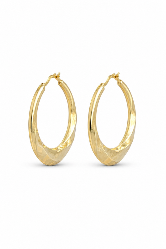 14K High Polish Wavy Look Hoops