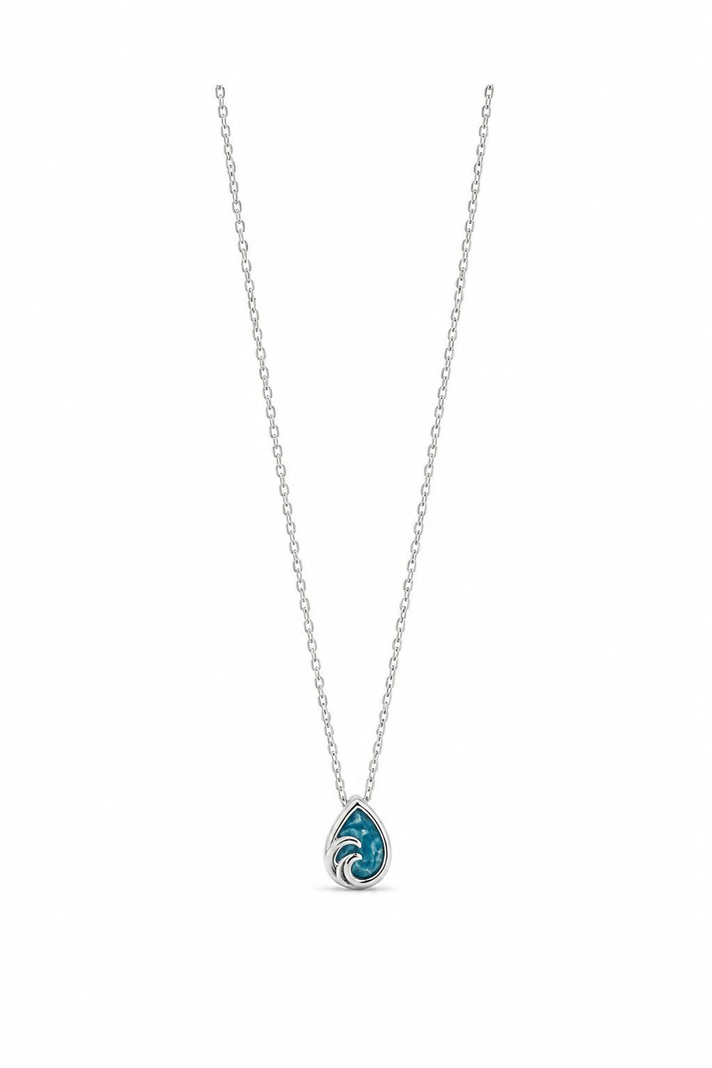 Sterling Silver Crystal Double Ocean Wave Necklace