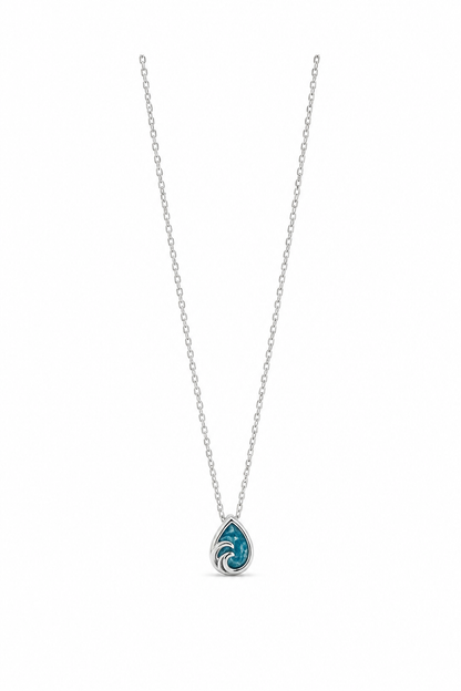 Sterling Silver Crystal Double Ocean Wave Necklace
