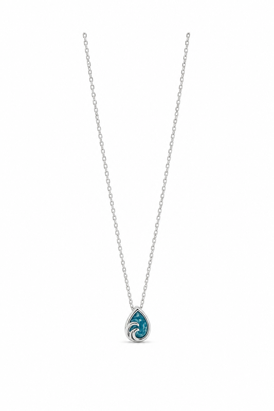 Sterling Silver Crystal Double Ocean Wave Necklace