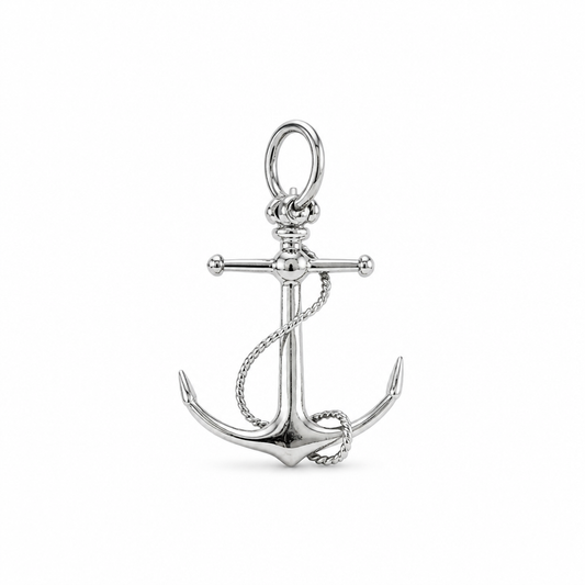 Sterling Silver Anchor with Rope Pendant