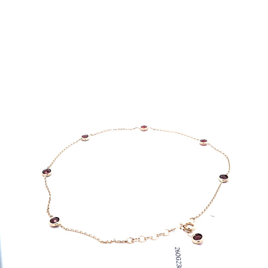 14Karat Stage Red Stone Anklet 11.5"